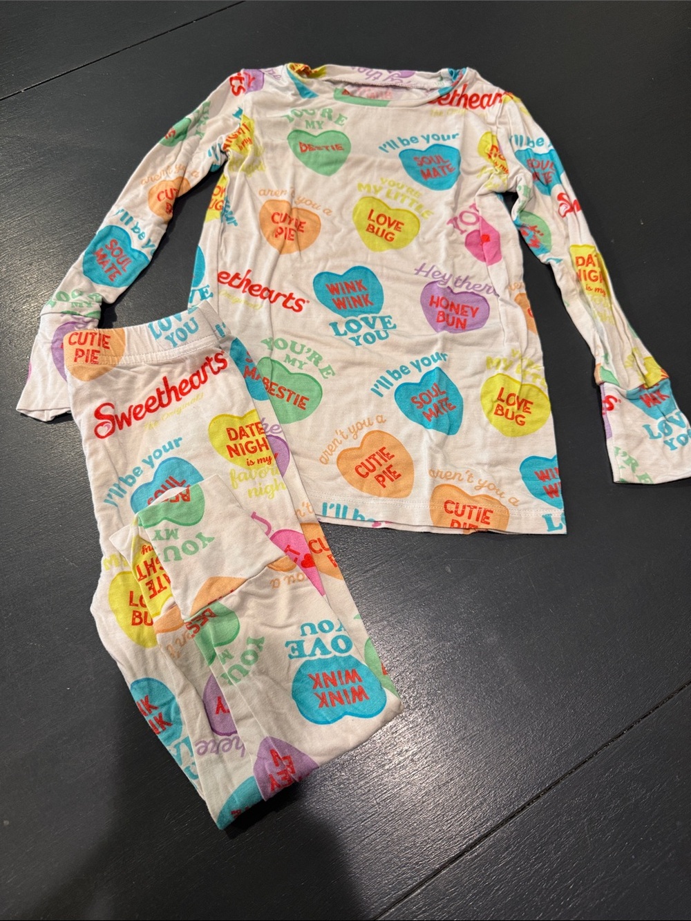 Bums and Roses Sweethearts Colorful Candy Hearts Pajama Set 3T